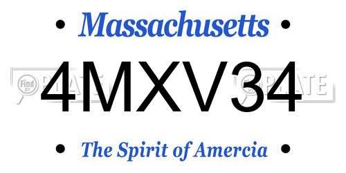 4MXV34 Massachusetts License Plate