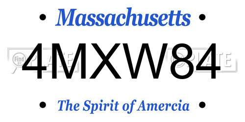 4MXW84 Massachusetts License Plate