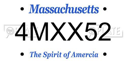 4MXX52 Massachusetts License Plate
