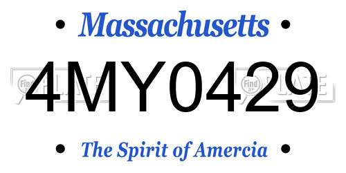 4MY0429 Massachusetts License Plate