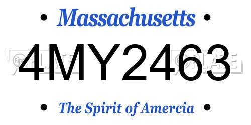 4MY2463 Massachusetts License Plate