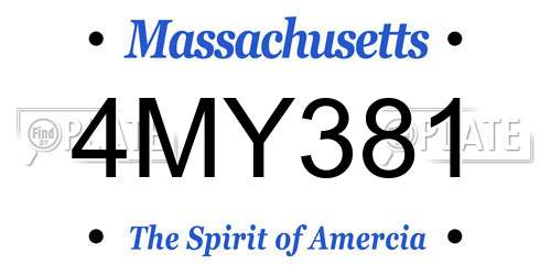 4MY381 Massachusetts License Plate