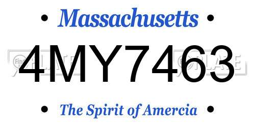 4MY7463 Massachusetts License Plate
