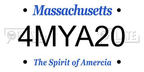 4MYA20 Massachusetts License Plate