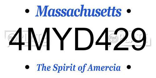 4MYD429 Massachusetts License Plate