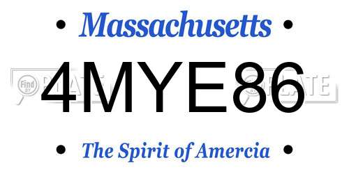 4MYE86 Massachusetts License Plate