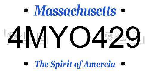 4MYO429 Massachusetts License Plate