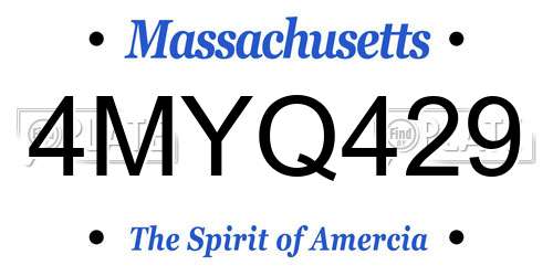 4MYQ429 Massachusetts License Plate