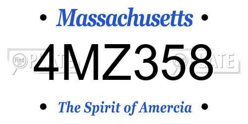 4MZ358 Massachusetts License Plate