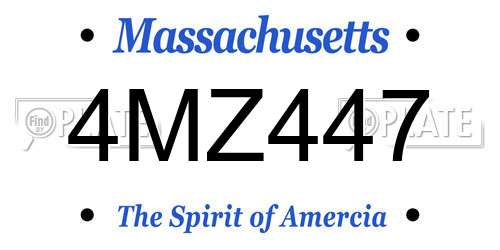 4MZ447 Massachusetts License Plate