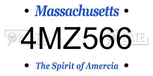 4MZ566 Massachusetts License Plate