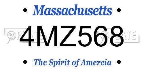 4MZ568 Massachusetts License Plate