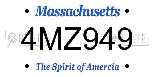 4MZ949 Massachusetts License Plate