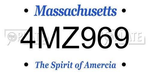 4MZ969 Massachusetts License Plate