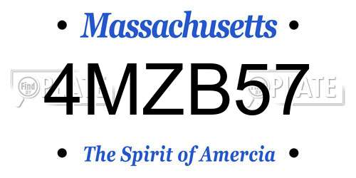 4MZB57 Massachusetts License Plate