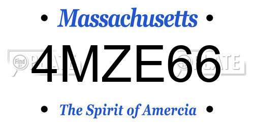 4MZE66 Massachusetts License Plate