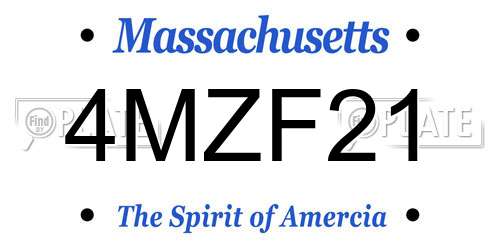 4MZF21 Massachusetts License Plate