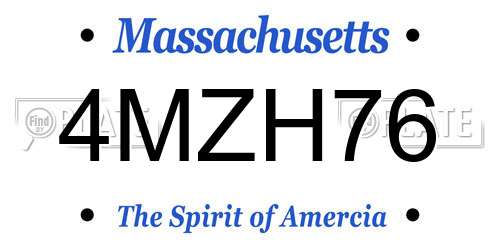4MZH76 Massachusetts License Plate