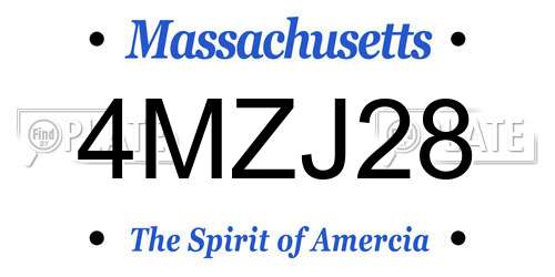 4MZJ28 Massachusetts License Plate