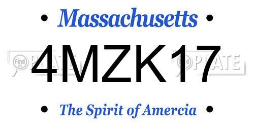 4MZK17 Massachusetts License Plate