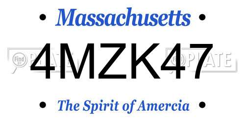 4MZK47 Massachusetts License Plate