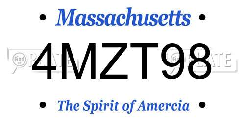 4MZT98 Massachusetts License Plate