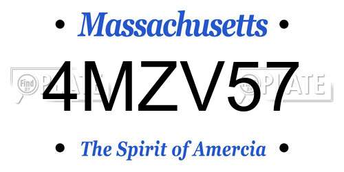 4MZV57 Massachusetts License Plate
