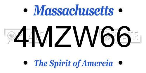4MZW66 Massachusetts License Plate