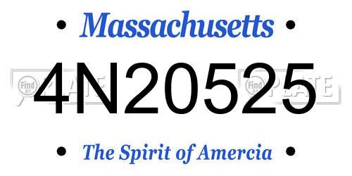 4N20525 Massachusetts License Plate