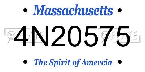 4N20575 Massachusetts License Plate