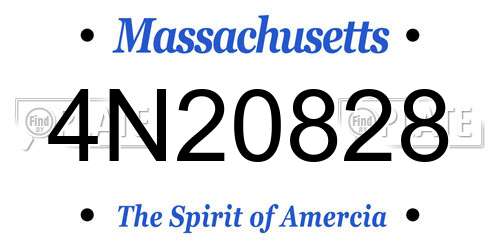4N20828 Massachusetts License Plate