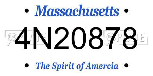 4N20878 Massachusetts License Plate