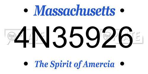 4N35926 Massachusetts License Plate