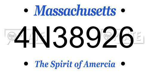 4N38926 Massachusetts License Plate