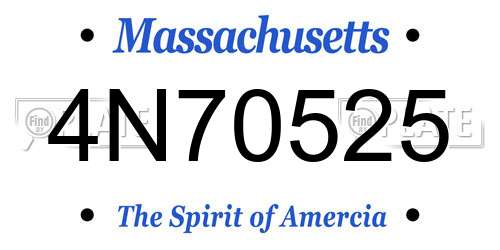 4N70525 Massachusetts License Plate