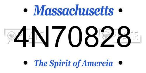 4N70828 Massachusetts License Plate