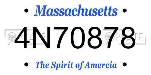 4N70878 Massachusetts License Plate