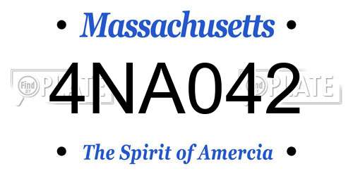 4NA042 Massachusetts License Plate