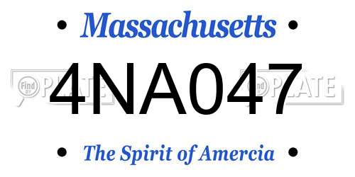 4NA047 Massachusetts License Plate