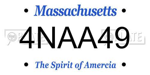 4NAA49 Massachusetts License Plate