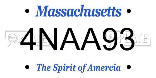 4NAA93 Massachusetts License Plate