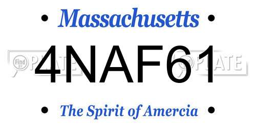 4NAF61 Massachusetts License Plate