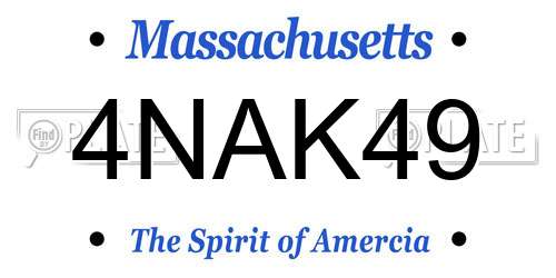 4NAK49 Massachusetts License Plate
