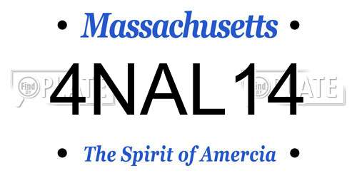 4NAL14 Massachusetts License Plate