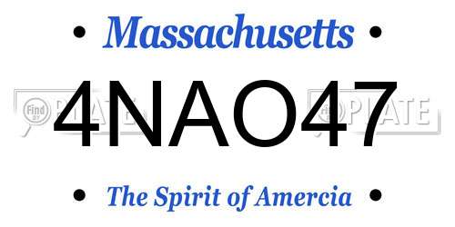 4NAO47 Massachusetts License Plate