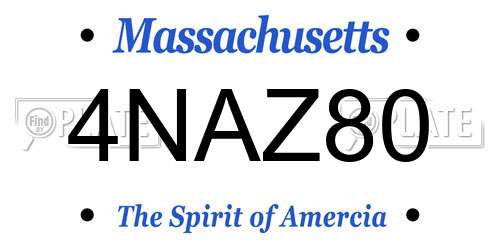 4NAZ80 Massachusetts License Plate