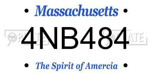 4NB484 Massachusetts License Plate
