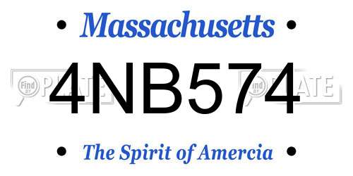 4NB574 Massachusetts License Plate