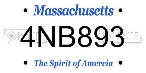 4NB893 Massachusetts License Plate