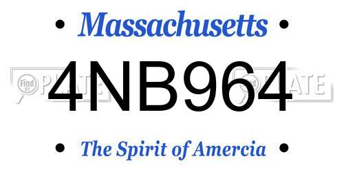 4NB964 Massachusetts License Plate